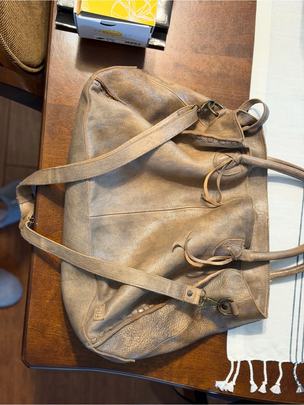 Bed Stu Distressed Gray Rockababy Tote - Picture 4 of 5